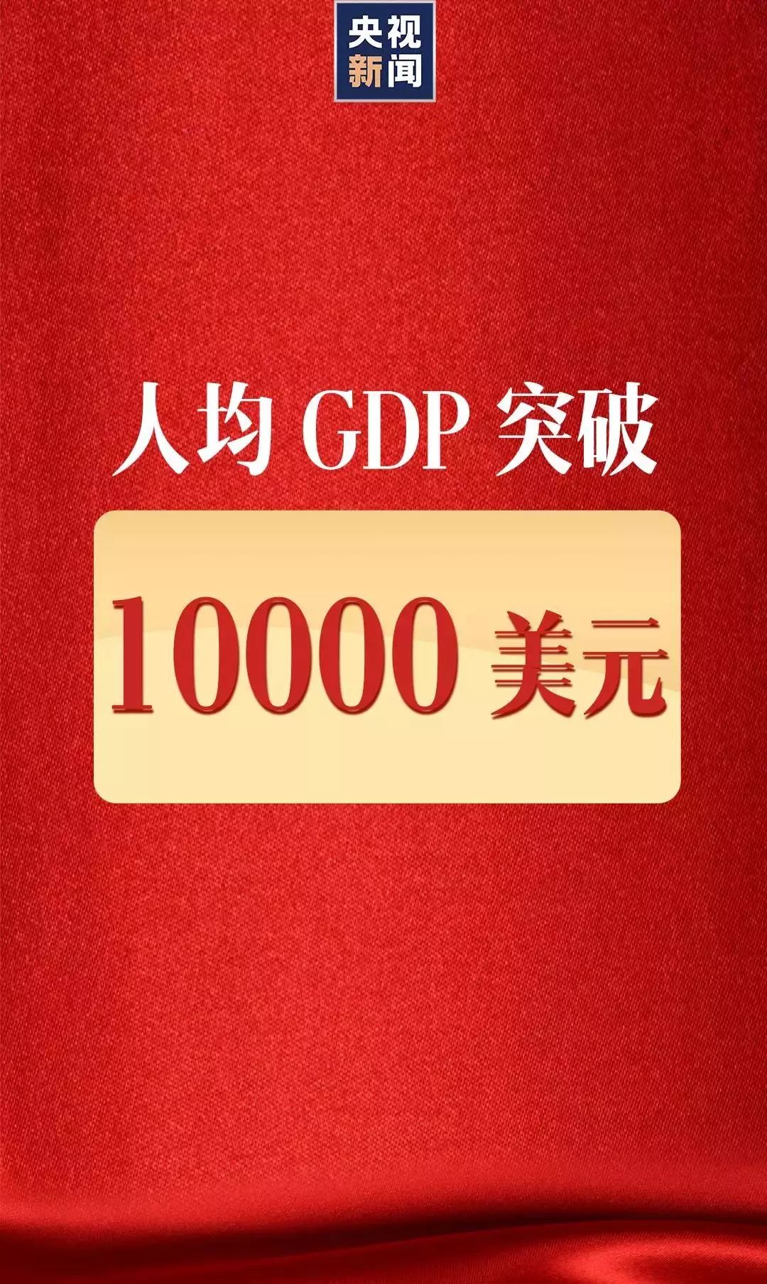中国人均GDP突破1万美元