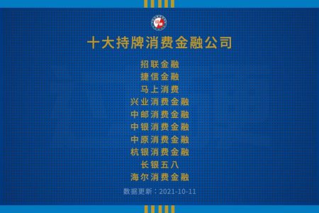 2021十大消费金融公司排名 持牌消费金融公司TOP10名单