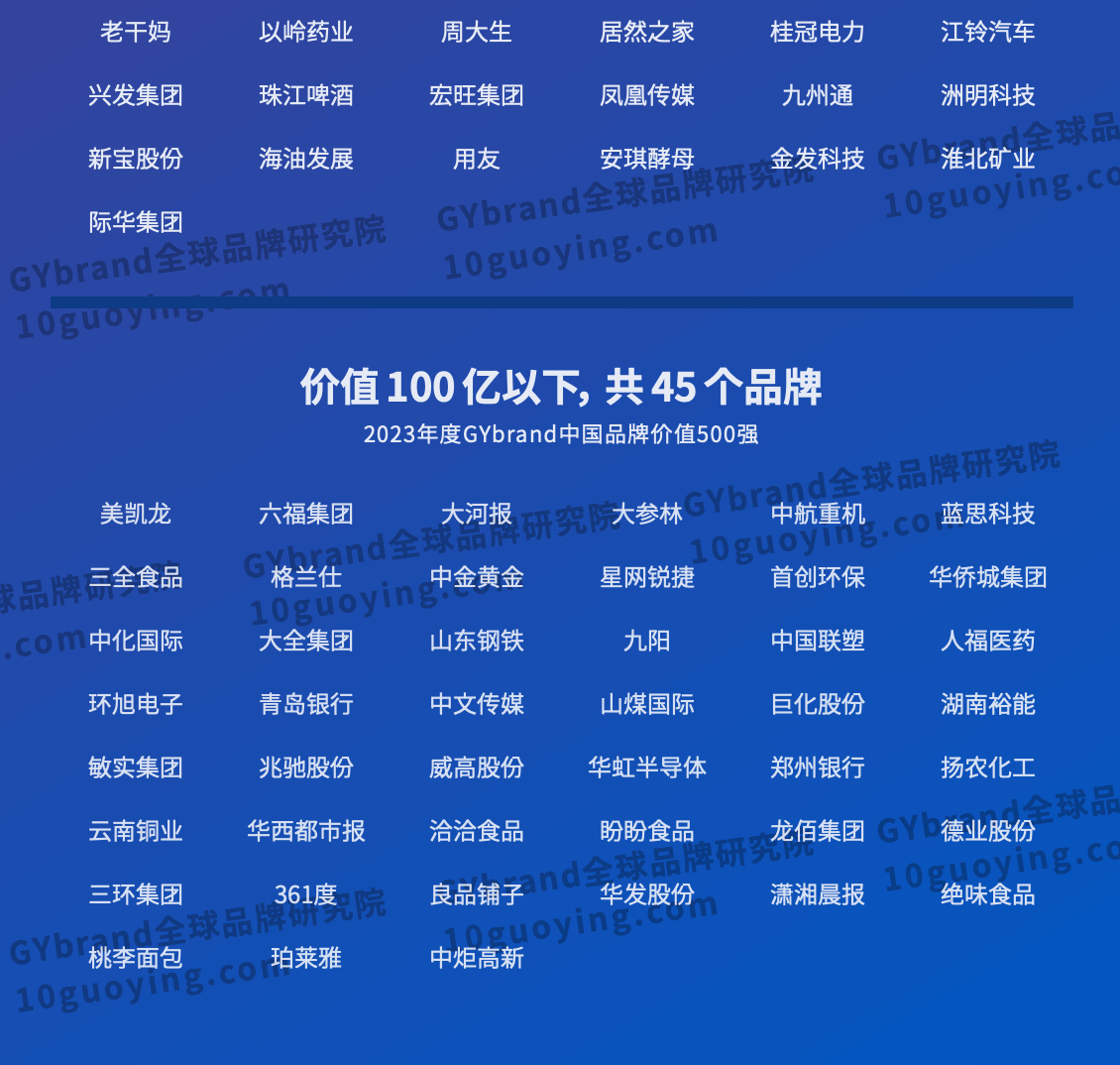 2023中国最具价值品牌500强完整名单6